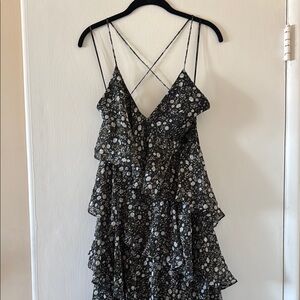 Floral Black and White Women's Dress